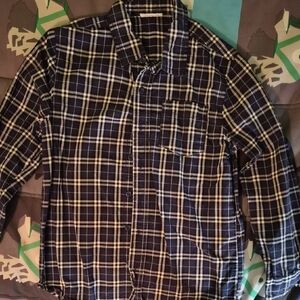 Men's Navy Blue Plaid Shirt